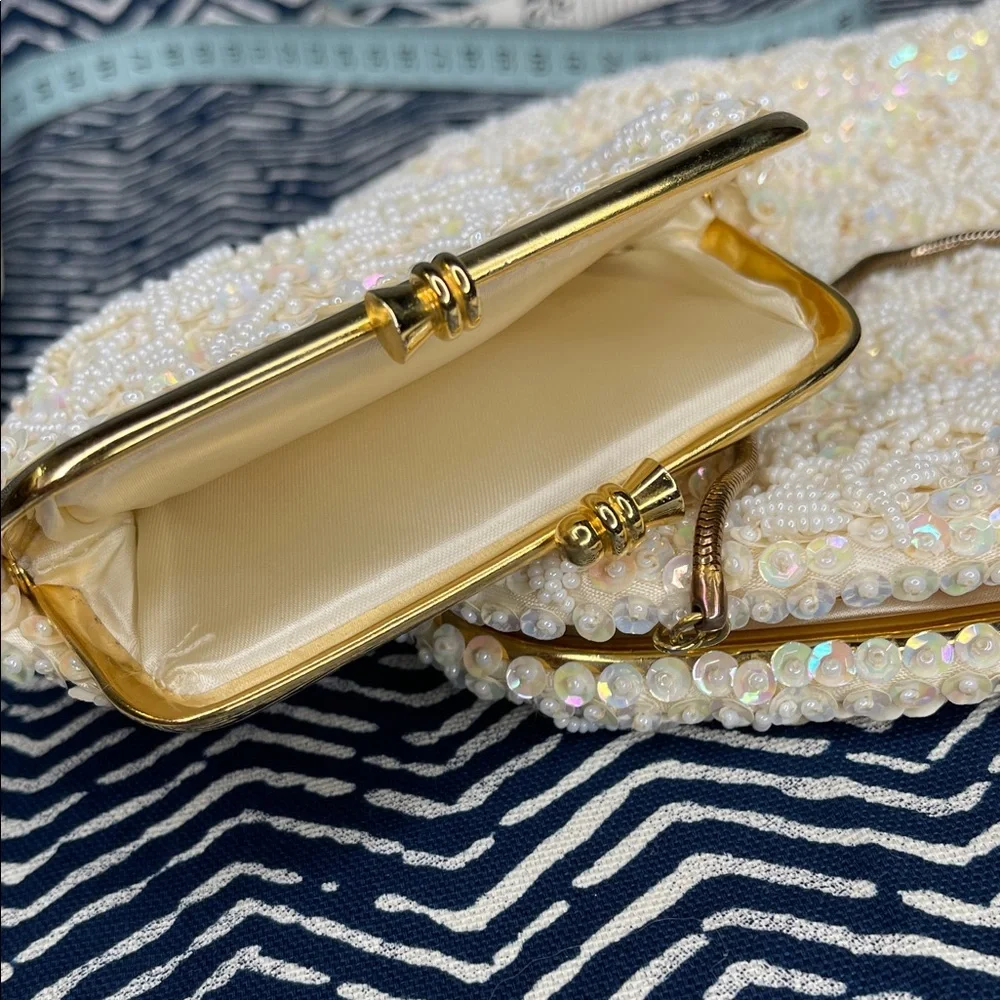 Elegant Vintage Safco Cream Beaded Clutch Set